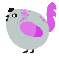A silver and orchid chicken with a neck-speckle pattern