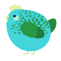 A aqua and viridian chicken with a half-lace pattern