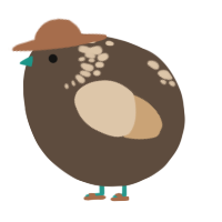 A bark and beige chicken with a neck-speckle pattern