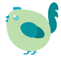 A gluppy and teal chicken