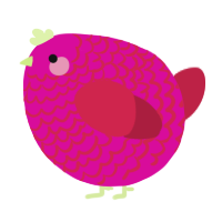 A fuchsia and crimson chicken with a lace pattern