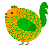 A gold and leaf chicken with a lace pattern