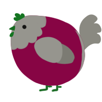 A maroon and ash chicken with a head pattern