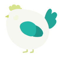 A white and turquoise chicken