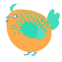 A ultramarine and crimson chicken with a half-lace pattern