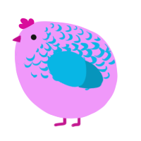 A lavender and cerulean chicken with a half-lace pattern