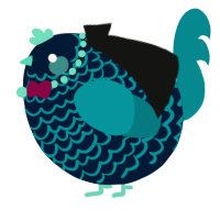 A tumblr and teal chicken with a lace pattern