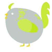 A silver and lime chicken with a neck-speckle pattern
