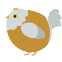A gold and silver chicken with a head pattern
