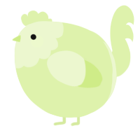 A apple chicken with a head pattern