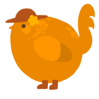 A ochre chicken with a neck-speckle pattern