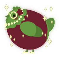 A wine and viridian chicken with a head pattern