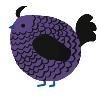 A overcast and black chicken with a lace pattern