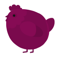 A wine chicken with a head pattern