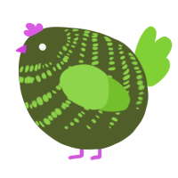 A olive and grass chicken with a bar pattern