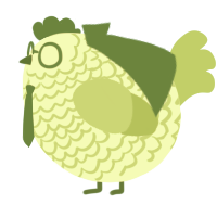 A apple and grass chicken with a lace pattern