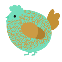 A mint and gold chicken with a double-lace pattern