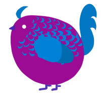 A plum and sapphire chicken with a half-lace pattern