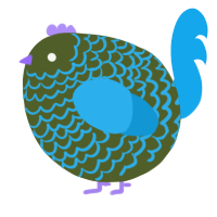 A olive and sky chicken with a lace pattern