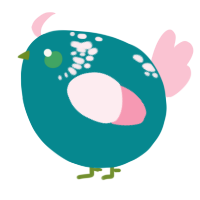 A teal and rose chicken with a neck-speckle pattern