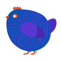 A ultramarine and indigo chicken with a lace pattern
