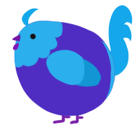 A indigo and sky chicken with a head pattern