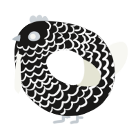 A sable and white chicken with a lace pattern