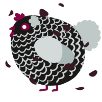 A sable and silver chicken with a lace pattern