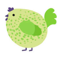 A lemon and grass chicken with a speckle pattern