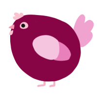 A maroon and pink chicken