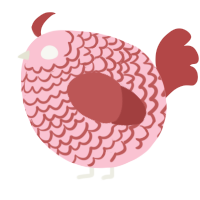 A rose and red chicken with a lace pattern