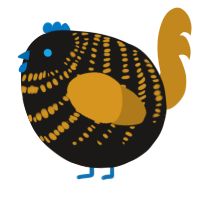 A sable and ochre chicken with a bar pattern