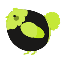 A sable and lime chicken with a head pattern