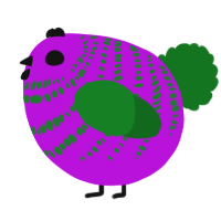 A amethyst and leaf chicken with a bar pattern