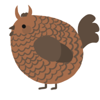 A brown and bark chicken with a lace pattern