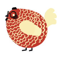 A aqua and tumblr chicken with a lace pattern