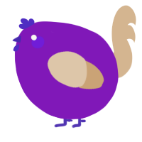 A violet and beige chicken