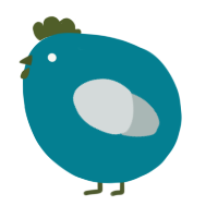 A sea and silver chicken