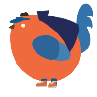A cerulean and orange chicken