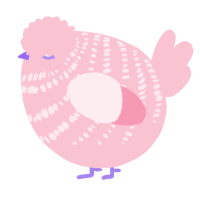 A rose chicken with a bar pattern