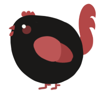 A sable and red chicken
