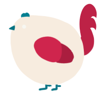 A cream and crimson chicken