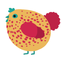 A honey and crimson chicken with a speckle pattern