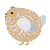 A beige and mist chicken with a speckle pattern