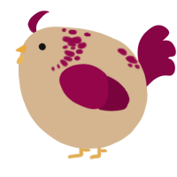 A beige and maroon chicken with a neck-speckle pattern