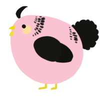 A rose and black chicken with a neck-band pattern