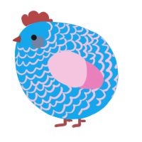 A sky and pink chicken with a lace pattern