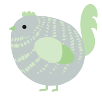 A silver and gluppy chicken with a bar pattern