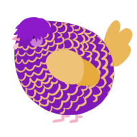 A violet and honey chicken with a lace pattern