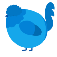 A sky and sapphire chicken with a head pattern